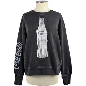 The Laundry Room Coca Cola Disco Print Sweatshirt Thumbholes Black Snow S NWT
